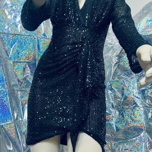 Glamorous Black Sequin Long Sleeve Dress